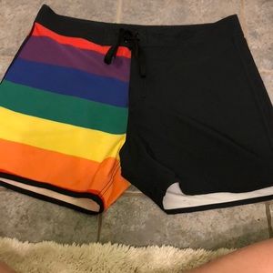 Rainbow pride swim trunks
